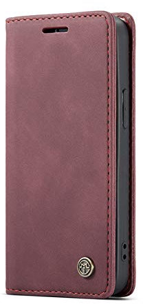 JMstore Coque Compatible avec iphone 12 Mini,Coque Rabat Cuir avec Magnetique,Housse Protection Portefeuille Étui Cartes Stand Fonction (Rouge)