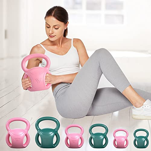 10 lb Kettlebell Weight with Three-handles for Russian Twists AB Exercise, Weightlifting and Core Training All-Purpose Fitness Exercise Home Gym [2022 Latest-Pink]