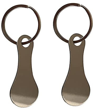 2 pcs Stainless Steel Einkaufswagenchip Schlüsselanhänger Edelstahl Einkaufswagenlöser Abziehbarer für aus Edelstahl/Metall - Einkaufswagen praktisch & einfach lösen (Silber)