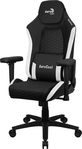 Aerocool CROWNBW Blanco, Silla Gaming Ergonómica, Cojines Ajustables, Cuero Sintético Premium