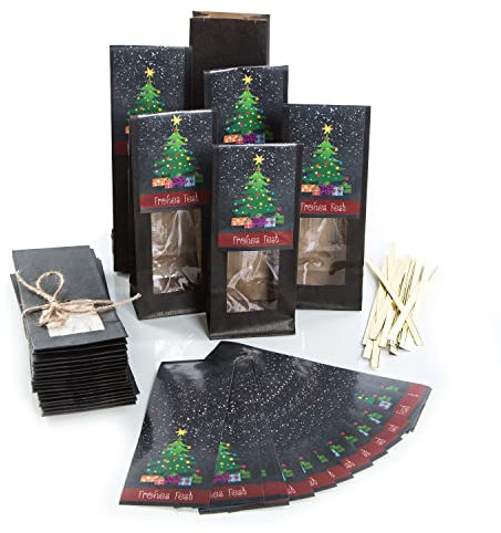 Logbuch-Verlag 25 weihnachtliche Papiertüten mit transparentem Sichtfenster 8,5 x 26,5 x 5 cm - Verpackung für Kekse Weihnachtsplätzchen