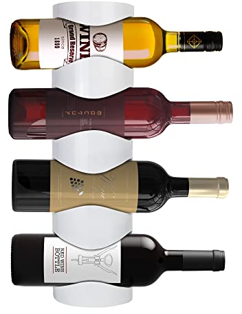 INOXLM Porte-bouteilles mural en acier inoxydable | Râtelier à vin blanc pour 4 bouteilles | Modèle Mercure
