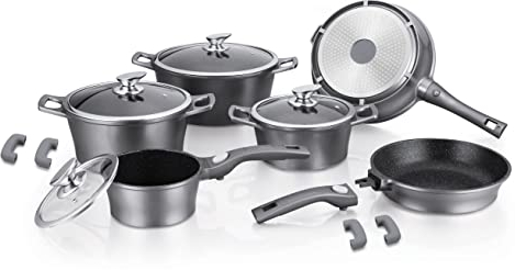 ROYALTY LINE_RL-ES2014M SILVER_Ensembles de batterie de cuisine à revêtement en marbre_60*37 * 43 cm