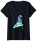 Comic Hase fährt Ski T-Shirt mit V-Ausschnitt