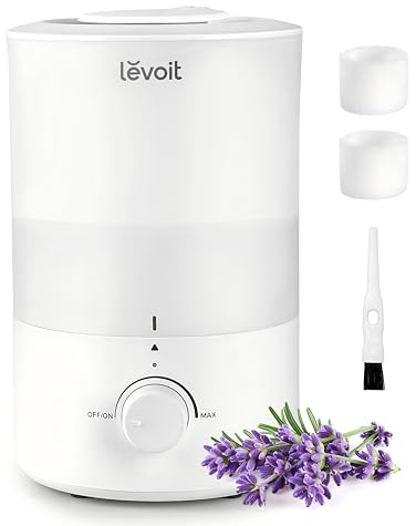 LEVOIT - Humidifiers for Bedroom - Quiet (3L Water Tank) - Cool Mist/Top Fill/Essential Oil Diffuser/25Watt - Home/Large Room - 360° Nozzle - Rapid Ultrasonic Humidification for Baby Nursery/Plant