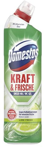 Domestos Kraft & Frische WC Gel Lime Fresh Reinigungsmittel mit frischem Limetten-Duft für hygienische Sauberkeit 750 ml 1 Stück