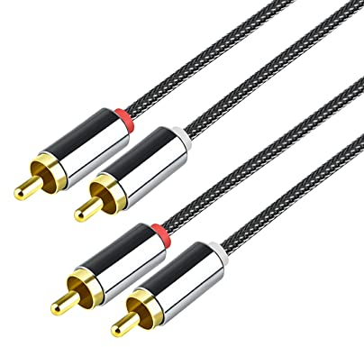 Eono Cable de Audio RCA, 3m Cable 2RCA Macho a 2RCA Macho con HiFi Estéreo Sonido Cable RCA Coaxial Compatible con Amplificador, HDTV, Barra de Sonido, Home Cinema