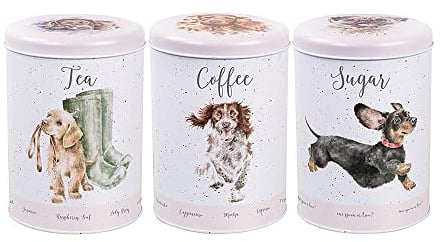 Wrendale Designs by Hannah Dale - A Dog’s Life Tea, Coffee & Sugar Canisters - 155mm x 110mm