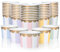 Coupes à Glace en Papier - 50 Unités de 9 Oz - Bols Jetables pour Desserts Chauds ou Froids, 5 Couleurs Rayées Pastel avec Dorure Découpée