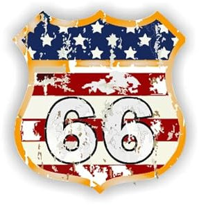 Route Sticker Strade Stemma America Targa Adesivi ali (RP34) (9,5 cm x 9 cm)