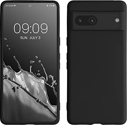 kwmobile Hülle kompatibel mit Google Pixel 7 Hülle - weiches TPU Silikon Case - Cover geeignet für kabelloses Laden - Schwarz matt