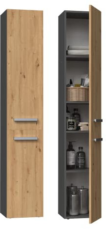Badezimmerschrank NEL II - 31x174x30 cm - Antrazite Artisan - Kleiderschrank - Badezimmermöbel - Badezimmerregal - Aufbewahrungsschrank - Bad Hochschrank - Badezimmerschrank Hoch - Mehrzweckschrank