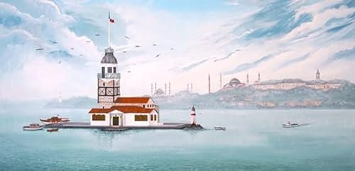 adrium Poster-Bild 150 x 70 cm: Gemälde von Kiz Kulesi oder Leanderturm in Istanbul - TÜRKEI (116930843)