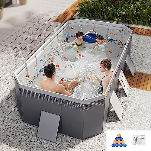Piscina portátil sin inflación, piscina familiar, centro de juegos de piscina rectangular engrosada de gran tamaño for jardín, patio trasero, al aire libre, con parche de reparación ( Size : 1.8m )