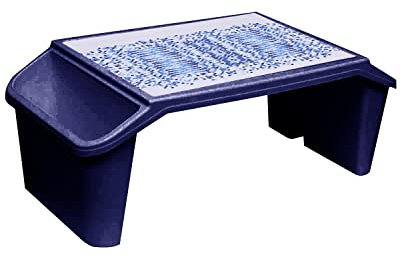 1 x Plastic Laptop Tray Travel Tray Bed Table Lap Standing Desk Serving Tray Play Tray Notebook Stand Coffee Tray Reading Eating Working Tray Multifunctional Activity Tray for Kids Adults (BLUE)