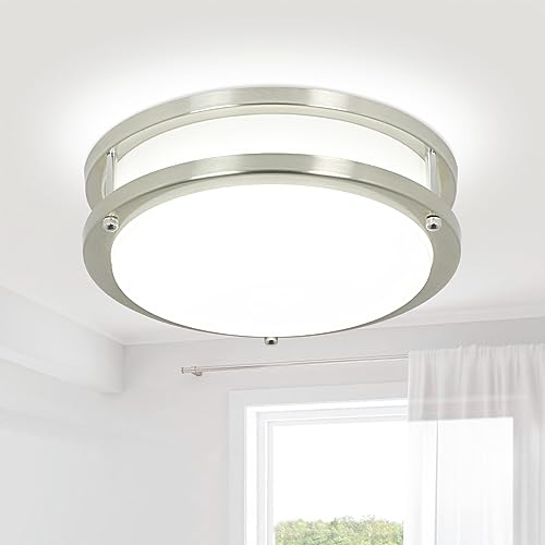 Depuley Deckenlampe LED Deckenleuchte Rund 24W, 3000K-6000K, 1920LM, Modern Led Lampe wohnzimmer Badezimmer Badlampe Küchenlampe für Bad Flur Schlafzimmer Wohnzimmer Balkon Keller - Ø 25 CM (Silber)
