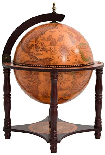 GuyAna Globus-Bar Weltkugel Braun Massivholz Eukalyptus Cocktail Deko Bar Globus