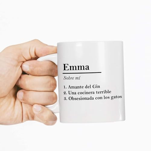 Transparent Gift Taza Personalizada con Nombre y Significado. Tazas Personalizadas de Cerámica. Tazas Originales para Regalar. Regalos Originales para Hombre y Mujer. Regalos para Amigas y Parejas