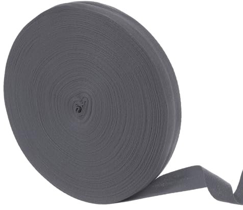 sourcing map 45,7 m Baumwoll-Twill-Klebeband, 25 mm Fischgrätenmuster, Schrägband zum Nähen von Kleidung, DIY Basteln (Grau Schwarz)