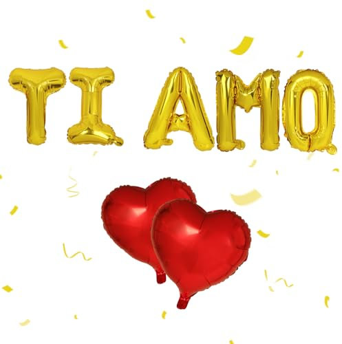 Italienisch TI AMOLuftballons Girlande mit Herz Folienballon Ich Liebe Dich Romantisches Deko Set Valentine Banner Dekorations für Valentinstag Hochzeit Verlobung Heiratsantrag Jubiläum