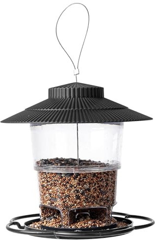 Vogelfutterhaus, Vogelfutterspender, Vogelhaus zum Aufhängen, Vogelhaus, Futterhaus für Vögel, Vogelfutterstation zum Aufhängen Futterspender, Wildvögel Kegelblume, Balkon, Überdachtes (Schwarz)
