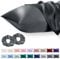 Vielit 2 Pack Satin Pillowcase for Hair and Skin Cooling,Soft as Silk Pillowcase for Hair and Skin,Easier Care than Silk Pillow Case Darkgrey 50x75cm Gifts for Women Envelope & 2 Scrunchies