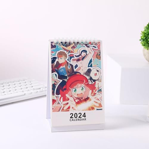 Jilijia 2024 Anime Peripherie Tischkalender kreativer Kalender, Countdown Kalender Anime Figur Schön illustrierte Tischdekoration