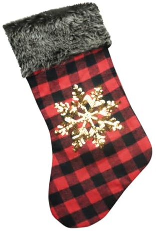 Warmhm 1Stk Schneemann-Süßigkeits-Socken Weihnachtsstrümpfe karierter Weihnachtsstrumpf Dekor weihnachtssocken Weihnachtsbaum hängende Verzierung karierter Strumpf Gitter schmücken Kamin