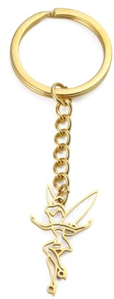 Amaxer Elf Fee Engel Flügel Mond Fee Schlüsselanhänger ausgehöhlt Edelstahl Schlüsselanhänger für Unisex (Fee mit Engelsflügeln - Gold)