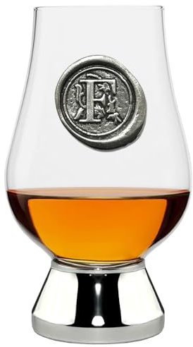 English Pewter Company Glencairn Personalised Whisky Glass with Monogram Initial - Unique Gifts for Men - with Your Choice of Initial 200ml [WGP206] (F)