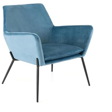 Mondo Viro Gepolsterter Sessel Gaia moderner Samt mit Metallbeinen 70 x 72 cm 79 h (Blau)