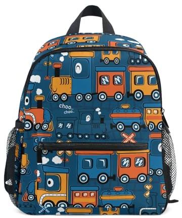 Mnsruu Rucksack für Kleinkinder, Motiv: Eisenbahn, Zug, Cartoon, Vorschulrucksack, Jungen, Mädchen, Kinder, Kindergarten, Schultasche, mehrfarbig, 25.40x30.5x10cm
