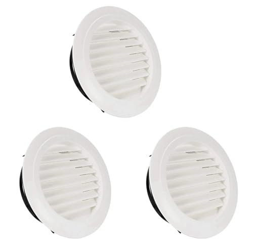 EKalgretrA Griglia Aerazione Tonda 3 Pezzi da 8 Pollici di griglia di Ventilazione Rotonda in ABS con griglia di Copertura Bianca for soffitto con zanzariera Integrata