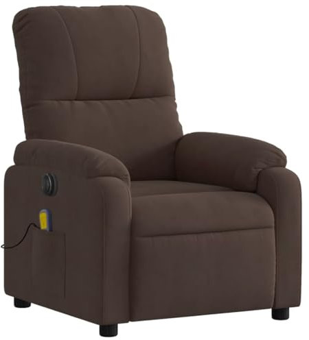 KOIECETA Massagesessel Sessel Elektrisch Relaxsessel mit Liegefunktion Vibrationsfunktion Fernsehsessel Liegesessel Braun Mikrofasergewebe