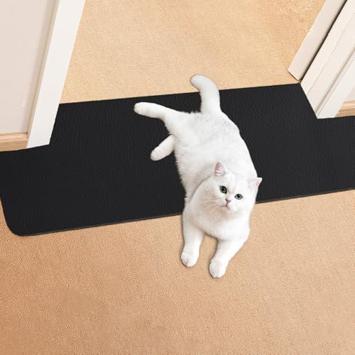 Uross 2PCS Black Round Corner Plastic Carpet Protector - Under Door Cat Carpet Protector, Anti Cat Scratch Mat, Stop Cats from Scratching