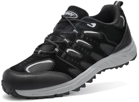 Kricely Chaussures Basses de Randonnée Homme Marche Chaussure Montantes Escalade Alpinisme en Plein Air Trekking Chaussure Trail Homme pour Sports Sneakers(Noir 44)