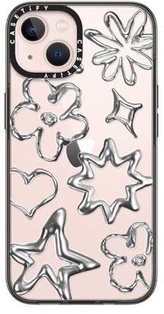 CASETiFY Compact Schutzhülle für iPhone 13 [2 x Falltest in Militärqualität/1,2 m Fallschutz] - Chrome Doodles - Schwarz | Leicht, 1,2 m, 2-facher Fallschutz in Militärqualität, Chrom-Kritzeleien, Schwarz