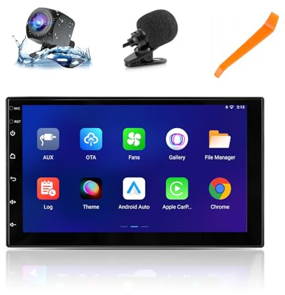 Ankeway [Aggiornata] Autoradio 2 Din Bluetooth 8 Core Con CarPlay e Android Auto Wireless, 7 Pollici Car Radio Android Stereo [2G+64G] Con IPS Touchscreen/Telecamera Retromarcia/Mic/WiFi/App Store