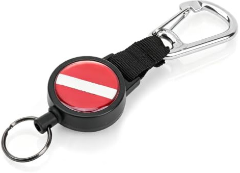 equlup Scuba Retractor Clip, Anti-Lost Diving Edelstahldraht Stretch-Federseil mit Lanyard-Schlüsselring BCD-Zubehör zum Tauchen, Schwimmen