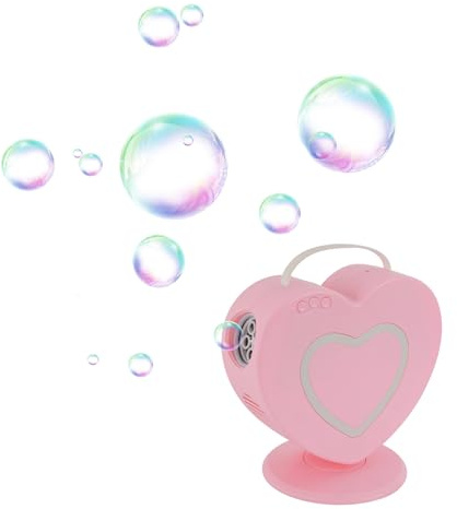 Macchina elettrica per bolle di sapone, portatile, automatica, per bambini, 500 ml, con doppio ugello per matrimoni, feste, senza liquidi (rosa)