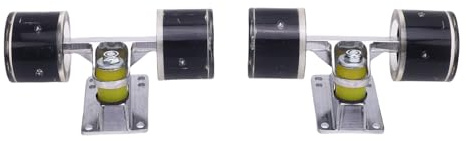 KKPLZZ 3,2-Zoll-Skateboard-Achsen- und -Rollen-Set, 3,2-Zoll-Achsen aus Aluminiumlegierung mit PU-Longboard-Rollen-Kombination für Cruiser (Schwarz)