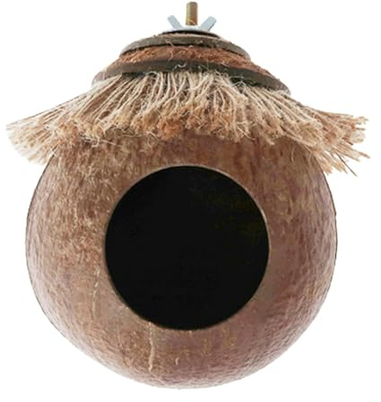 manhegari Nid d'oiseau naturel pour perroquets - En coquille de noix de coco naturelle - Cage à oiseaux pour perruches, oiseaux, animaux domestiques