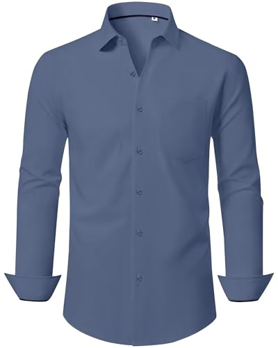 J.VER Mens Dress Shirts Long Sleeve Stretch Office Interview Dinner Shirt