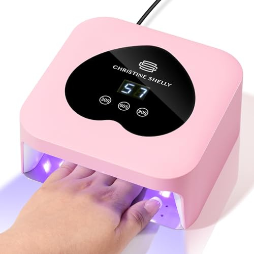 Nail UV Lamp, 48w Gel Polish LED Dryer with Display and 3 Timer Settings | CHRISTINE SHELLY Auto Sensor Nail Curing Light Home Beginner DIY Sparkly Rhinestone