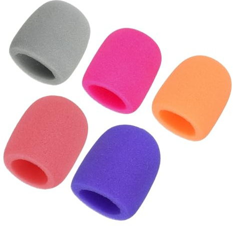 YELARXI Foam Microphone Windscreen,5Pcs 3 Orange/Gray/Purple/Pink/Rose Red | Mic Cover,Handheld Microphone Windscreen Cover Filter,Fitting for,KTV Broadcasting,Recording Studio,Dance Radio