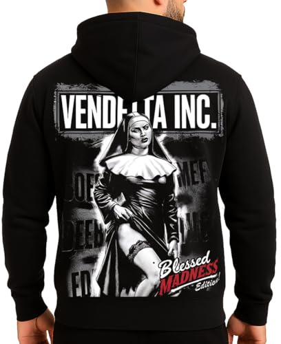 Vendetta Inc. Hoodie Blessed Madness Schwarz VD-4097 – Herren Kapuzenpullover Print & Frontlogo – Größen M–5XL