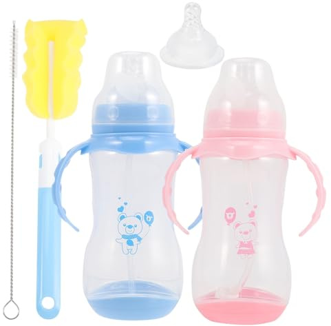 CORHAD Biberon pour -né à Large Ouverture 320 Ml Lot de 2 Set de Poignée, Plastique, Changement de Couleur Selon Température, Adapté Alimentation Bébé et Voyage