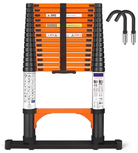 Escalera Telescópica Extensible Plegable Negro 4,4 Metros