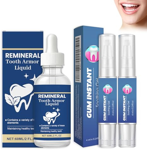 1 Flaschen Gum Therapy Drops Mouthwash, 2 Pcs Gum Ease Zahnfleisch Gel, Gums Protect Repair Gel, Effektive Tropfen zur Reparatur Von Zurück Tretenden Zahnfleischen, Fleckenentfernung, Frischen Atem