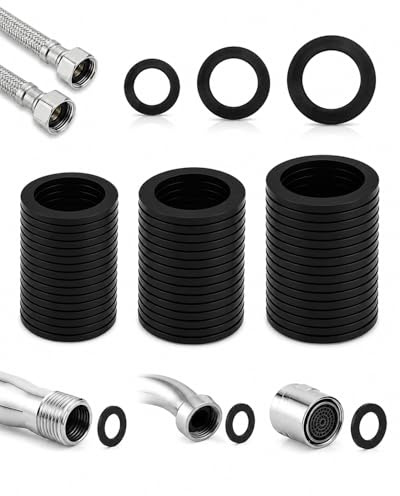 RAVNIX 24 Stück Silikon Dichtungsringe Set, Schwarz Gummidichtung Rund – (1/2, 3/4, 1 Zoll) Wasserhahn & Armaturen | Auslaufsichere Flachdichtung, Hitzebeständig für Duschkopf, Waschbecken, Heizung
